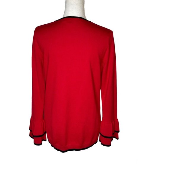 Calvin Klein Women's Bell Sleeve Long Sleeve Sweater Small Petite Red/Bl… - Picture 2 of 6